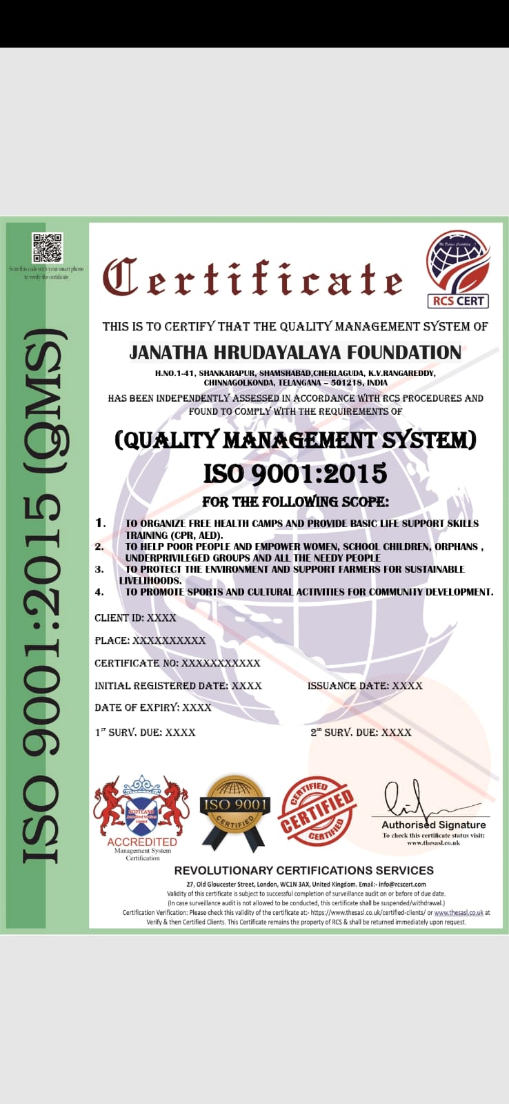 ISO 9001:2015 certificate